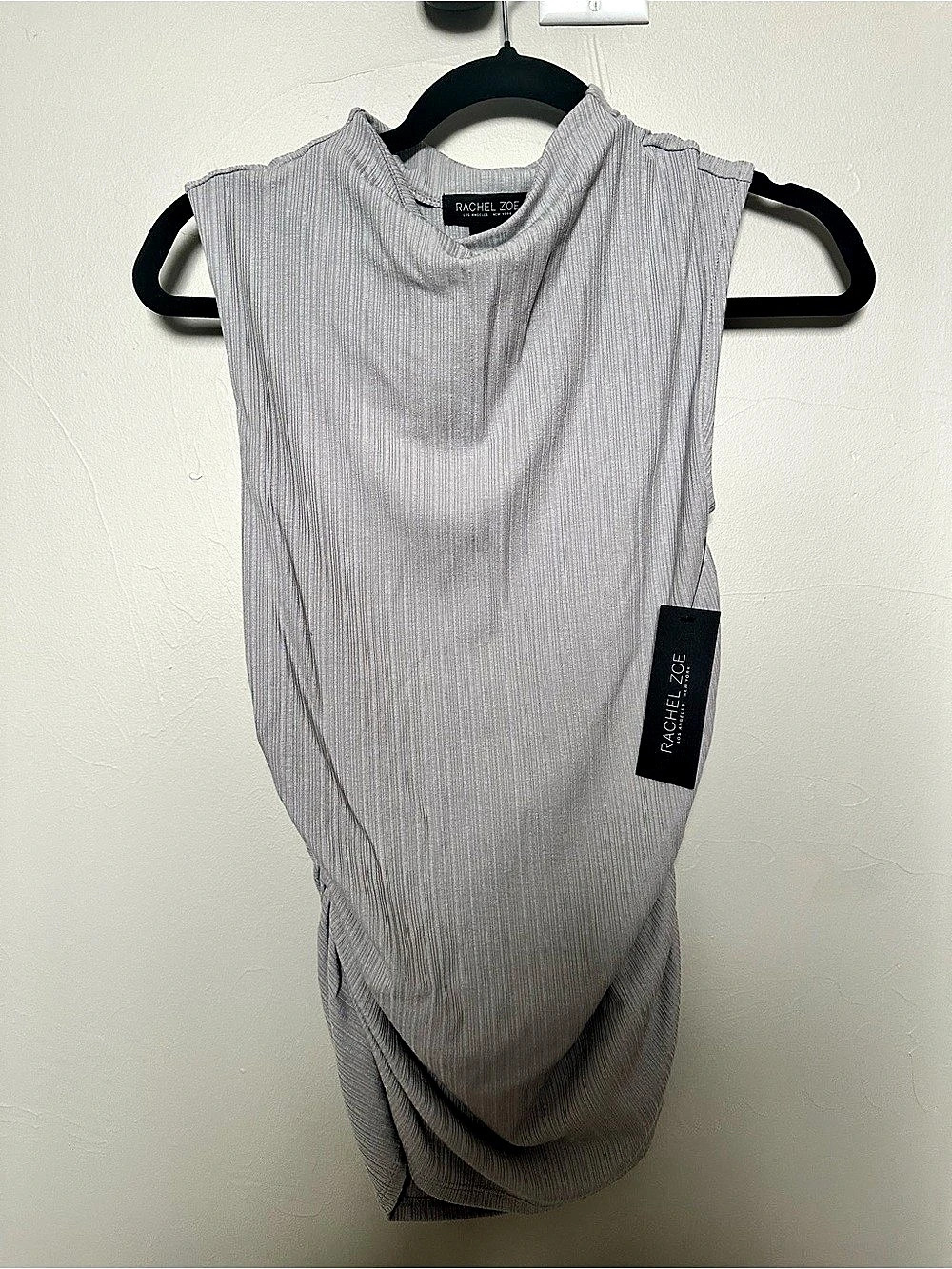 Rachel Zoe Ribbed Blouse in Gray Size Medium NWT
